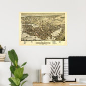 パノラマバードズアイビューポーツマスNH 1877 ポスター (ホームオフィス)