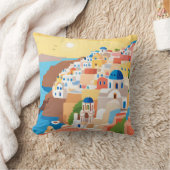 パノラマビューオブサントリーニアイランド装飾用クッション クッション (ブランケット)