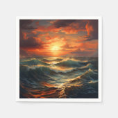 パノラマビーチサンセットゴールデン自然グロー スタンダードカクテルナプキン (正面)