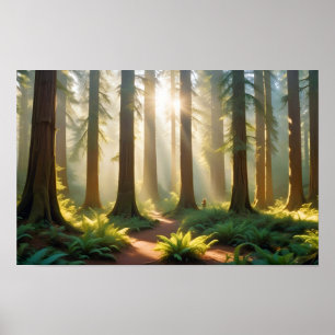 パノラマランドスケープフォレスト自然静かな風景 ポスター