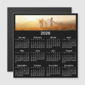 パノラマ写真 白黒 2026年 マグネットカレンダー (正面/裏面)