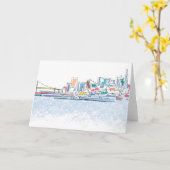 パノラマ式のサンFranciso、カリフォルニア カード (黄色い花)