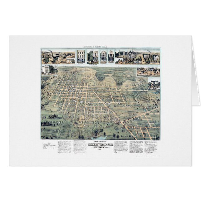 パノラマ式の地図- 1886年の緑の城、 (正面横)