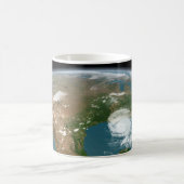 パノラマ惑星の地球と米国。 コーヒーマグカップ (中央)