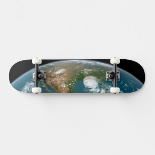 パノラマ惑星の地球と米国。 スケートボード