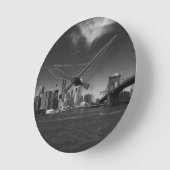 パノラミック白黒ブルックリン ラウンド壁時計 (傾斜)