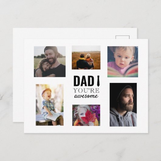 パパあなたは素晴らしキッズフォトコラージュ父の日 ポストカード (正面/裏面)