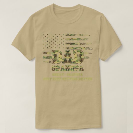 パパおじいちゃん素晴らしはどんどん良くなっ保ていく Tシャツ (デザイン正面)