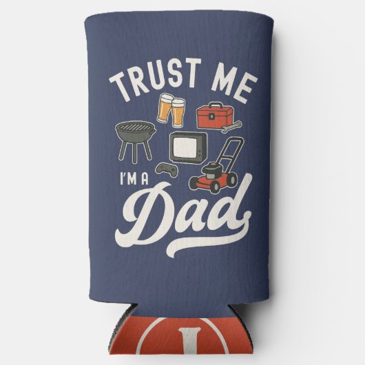 パパおもしろいのジョークのギフト父親の日の男性の皮肉 スリム缶クーラー (正面)