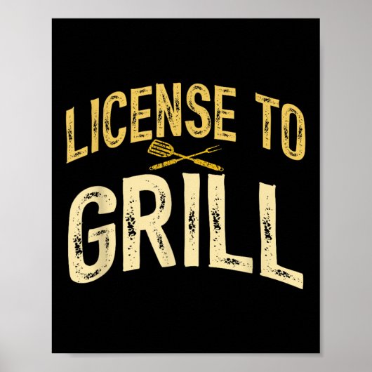 パパおもしろいは肉喫煙をグリルするBbqライセンスを愛する ポスター (正面)