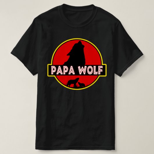 パパおもしろいウルフ父の日贈り物 Tシャツ (デザイン正面)