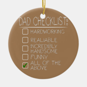 パパおもしろいチェックリストHappy Father Day Family セラミックオーナメント