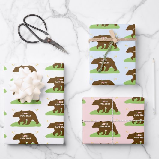 パパおもしろいベア包装紙 ラッピングペーパーシート (正面)