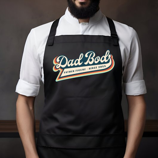 パパおもしろいボドファーザー姿レトロタイポグラフィ エプロン