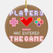 パパおもしろいママのゲーマー妊娠の発表 セラミックオーナメント (裏面)