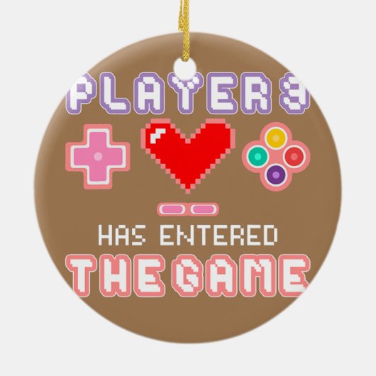 パパおもしろいママのゲーマー妊娠の発表 セラミックオーナメント (裏面)