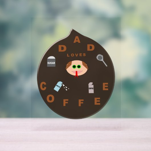 パパおもしろいモンスターがコーヒーを愛 アクリルサイン (ニュートラル)