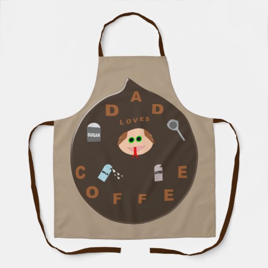 パパおもしろいモンスターがコーヒーを愛 エプロン (正面)