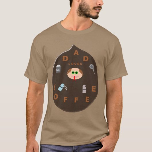 パパおもしろいモンスターコーヒーTシャツが大好き Tシャツ (正面)