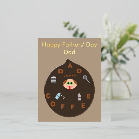 パパおもしろいモンスターラブコーヒーファーザーズカスタムデイ 箔シーズンポストカード (立ち正面)