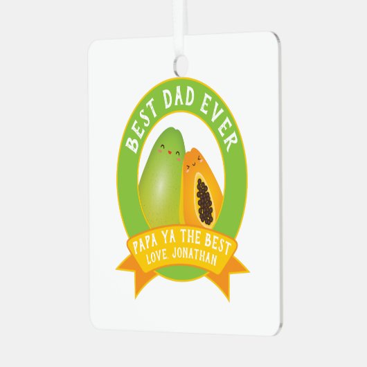 パパおもしろいヤ可愛い最高の父と息子の写真 メタルオーナメント (正面左)