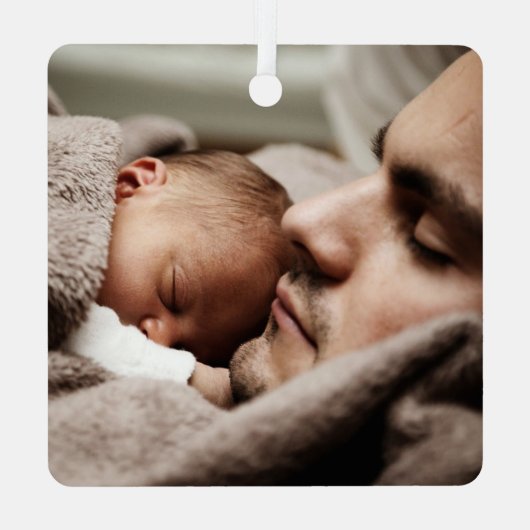 パパおもしろいヤ可愛い最高の父と息子の写真 メタルオーナメント (裏面)