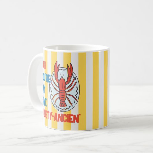 パパおもしろいロブスター甲殻類アマルフィイエローストライプ コーヒーマグカップ (正面左)