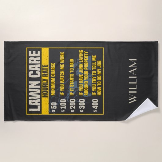 パパおもしろいローンモーワーファーザー誕生日ギャグギフト ビーチタオル (正面)