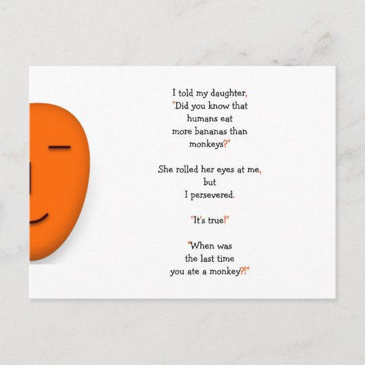 パパおもしろい冗談モンキーヒューマンズバナナ娘 ポストカード (正面)