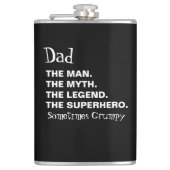 パパおもしろい引用文白黒ファーズデイ フラスク (正面)