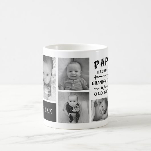 パパおもしろい祖父フォトコラージュ コーヒーマグカップ (中央)