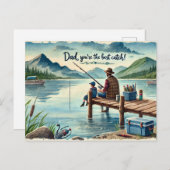 パパお最高の前はキャッチ、父の日を幸せ ポストカード (正面/裏面)