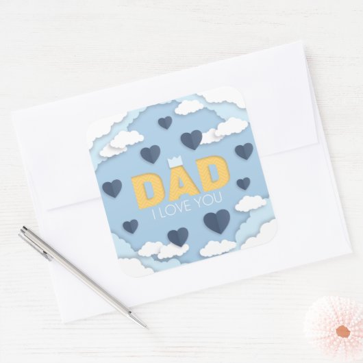 パパお父様の日の贈り物、私はあなたを愛している スクエアシール (封筒)