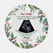 パパがクリスマス妊娠のお知らせ メタルオーナメント (正面)