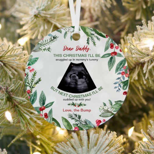 パパがクリスマス妊娠のお知らせ メタルオーナメント (インサイチュ)