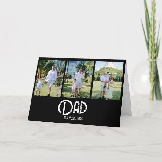 パパがグレンジを設立 テキスト3 フォト サンキューカード (正面)