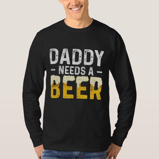パパがビールを飲む – 父の日 Tシャツ (正面)