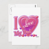 パパが大好き - ハート（ピンク/パープル） ポストカード (正面/裏面)