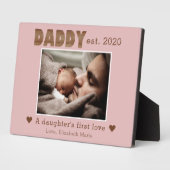 パパが娘の最初の愛のピンクの写真を設立 フォトプラーク (側面)