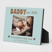 パパが娘の最初の愛の青い写真を設立 フォトプラーク (側面)