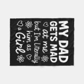 パパが私に怒る 面白い父娘ユーモア セイ フリースブランケット (正面(横))