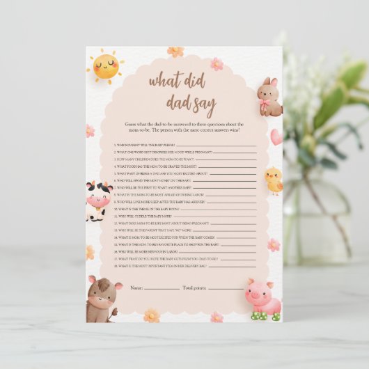 パパが赤ちゃんシャワーゲームカードと言ったこと 招待状 (スタンド正面)