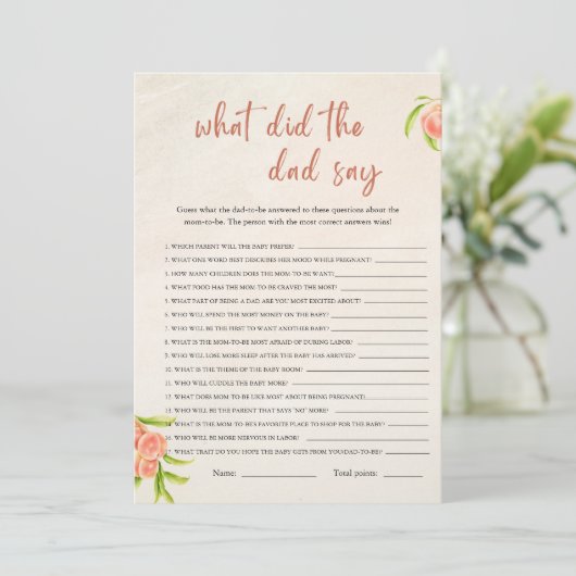 パパが赤ちゃんシャワーゲームカードと言ったこと 招待状 (スタンド正面)