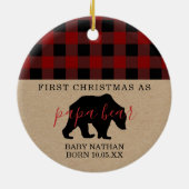 パパくまのオーナメントの初めてのクリスマスのパパ セラミックオーナメント (裏面)