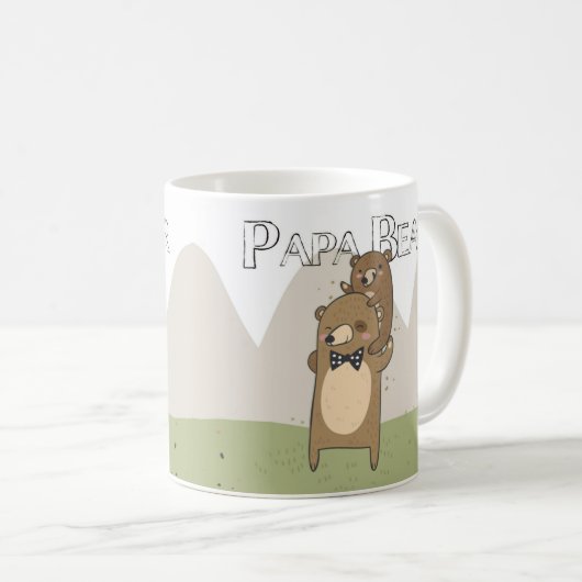 パパくまのギフトのマグ、父の日または誕生日のパパ コーヒーマグカップ (正面右)