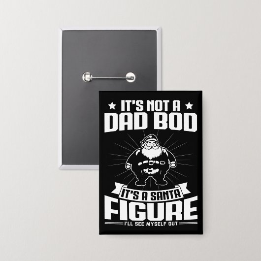 パパじゃないサンタ姿おもしろいクリスマス 缶バッジ (正面/裏面)