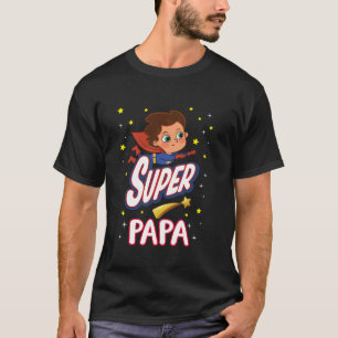 パパすごいスおもしろいスーパーヒーローファミリーマザーズデイロン Tシャツ