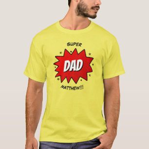 パパすごいスーパーヒーロー漫画本 Tシャツ