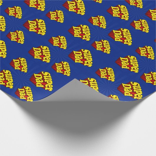 パパすごいレッドイエローブルーファーザーズデイスーパーヒーロー ラッピングペーパー (角)