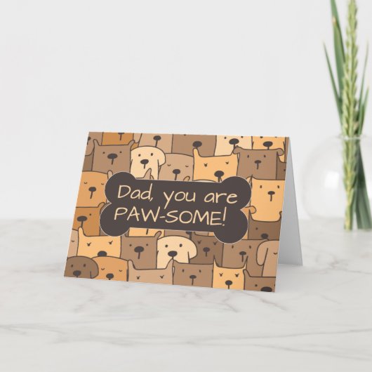 パパすべての私たちおもしろい誕生日かわいい犬のプン カード (正面)